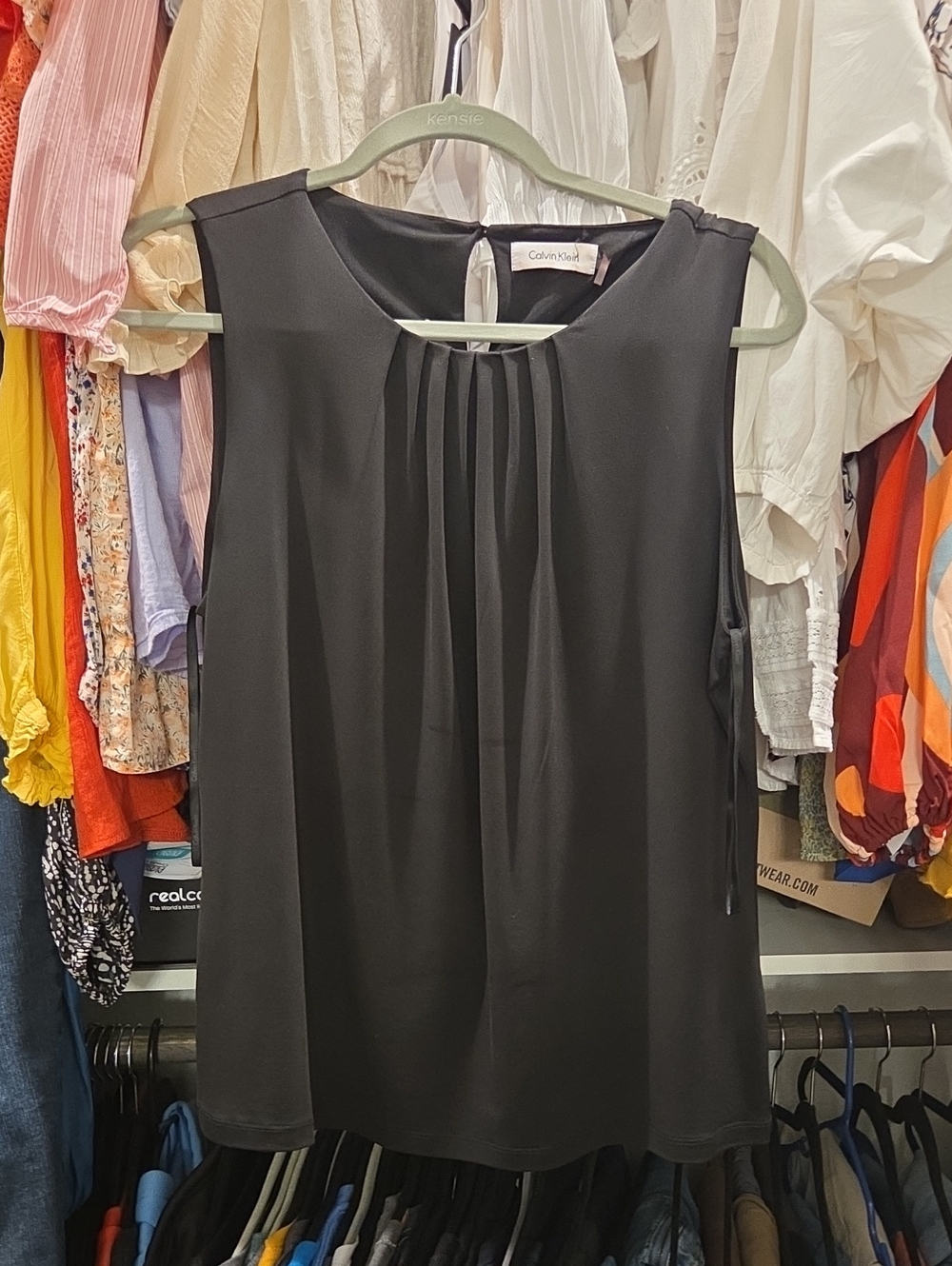 Calvin Klein Black Pleated Front Sleeveless Camisole